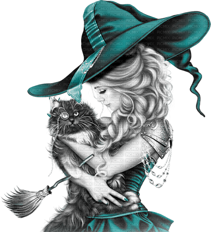 soave woman halloween witch cat fashion  black - фрее пнг