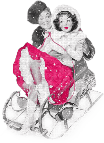 soave couple vintage winter christmas sleigh - δωρεάν png