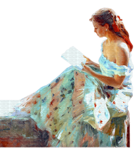 Vintage Woman Girl and a book - ücretsiz png