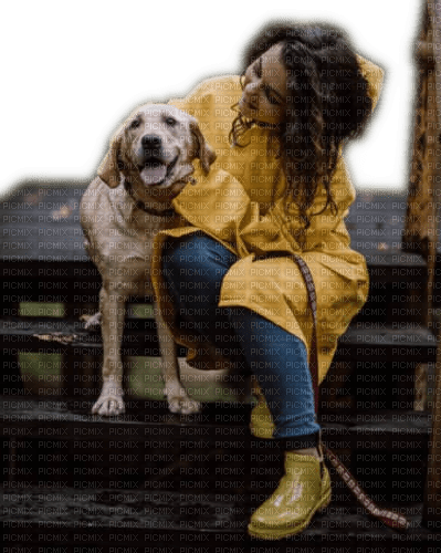Rena Dog Rain Woman Frau Regen - безплатен png