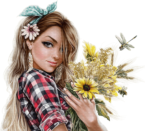 Woman Sunflower - Bogusia - nemokama png