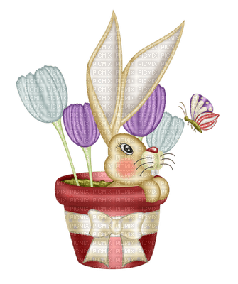 Kaz_Creations  Spring Easter Bunny Flowers - 免费PNG
