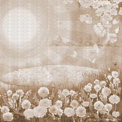 Y.A.M._summer landscape background flowers Sepia - 無料のアニメーション GIF