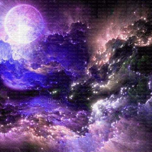 Y.A.M._Fantasy Landscape moon background - GIF เคลื่อนไหวฟรี