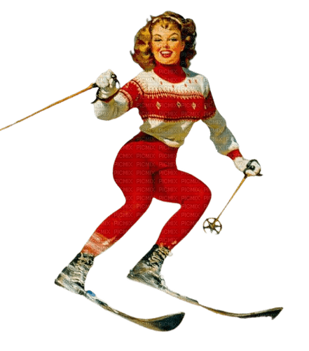 loly33 femme vintage ski - 無料png