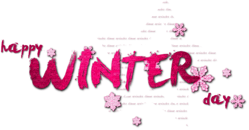 Happy Winter Day.Text.Pink - png grátis