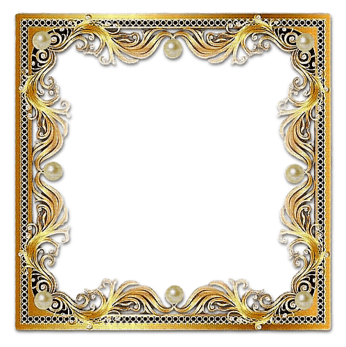 Gold.Frame.Pearls.Cadre.Victoriabea - 免费PNG