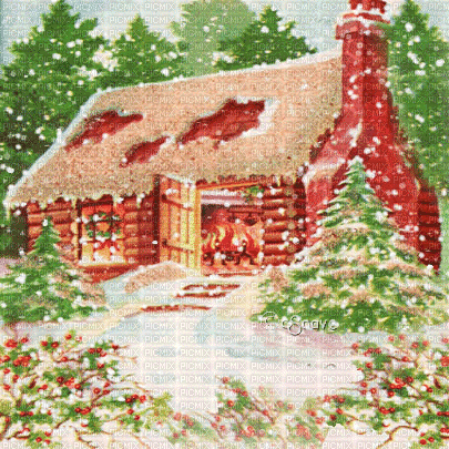 soave background animated christmas winter house - GIF animasi gratis