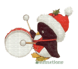 Penguin Drummer - GIF animé gratuit