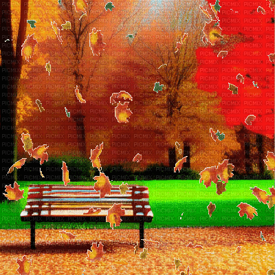 Autumn Park Bench - Bezmaksas animēts GIF