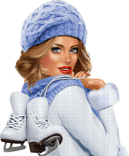 Winter. Woman with skates. Leila - ingyenes png