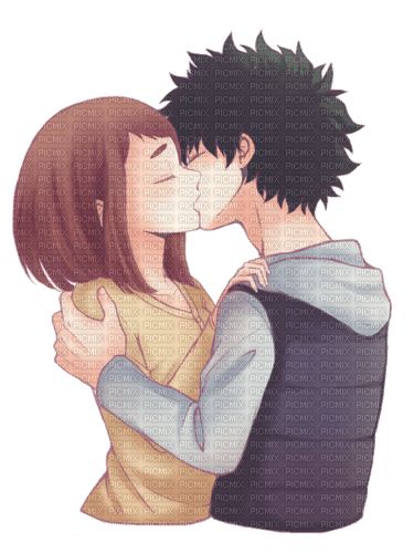 Midoriya and Uraraka kiss - png gratis