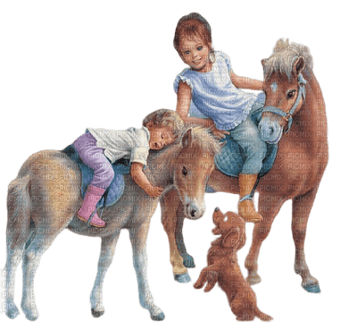 crianças com cavalos - Free PNG