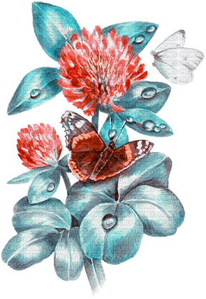soave deco branch flowers butterfly pink blue - ilmainen png
