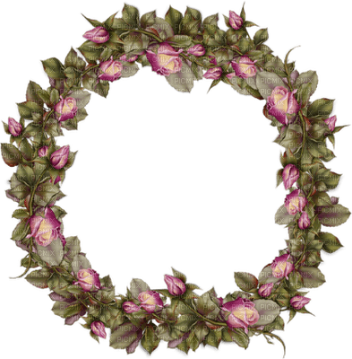 minou-round flowers frame-pink - δωρεάν png