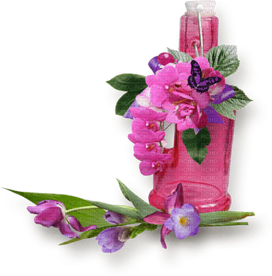 Flower Bottle Pink Green Violet - Bogusia - ilmainen png