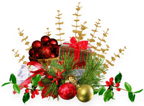 Christmas.Cluster.Gold.Green.Red - δωρεάν png