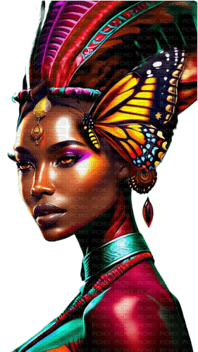 Mujer - Multicolor - Mariposa - Rubicat - gratis png