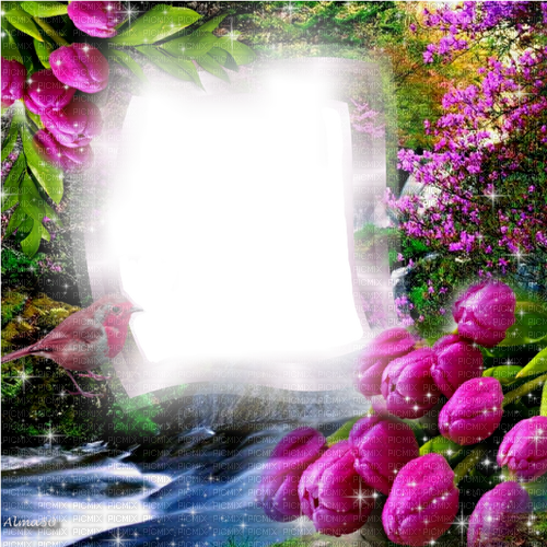 Frame pink flowers - bezmaksas png