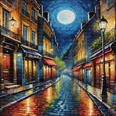 Paris Street at Night - gratis png