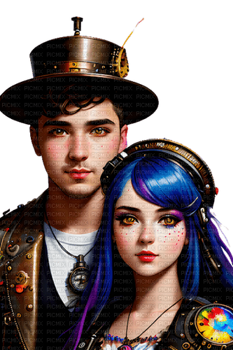 loly33 couple steampunk - png ฟรี