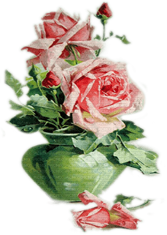 soave deco flowers rose vintage pink green - darmowe png