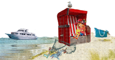 fond beach sea ship - 免费动画 GIF