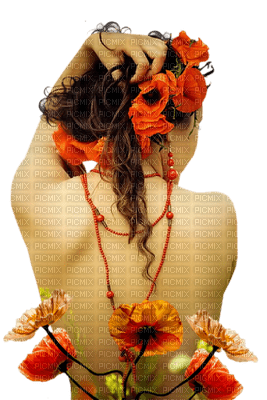 woman poppy flower femme coquelicot - PNG gratuit