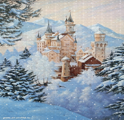 loly33 fond château  hiver - Besplatni animirani GIF