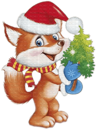 Weihnachten, Fuchs, Weihnachtsbaum - ingyenes png