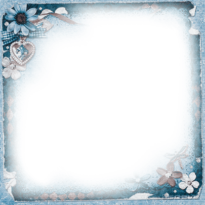 soave frame  vintage flowers blue brown - 無料png