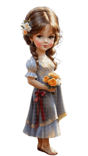 Dziewczynka i kwiaty - nemokama png