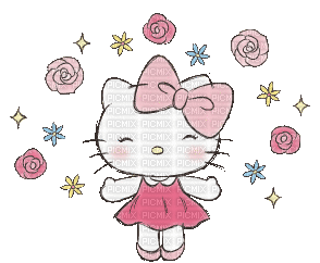 Cute mignon kawaii hello kitty pink rose - GIF เคลื่อนไหวฟรี
