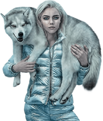 Woman with wolf. Winter. Leila - nemokama png