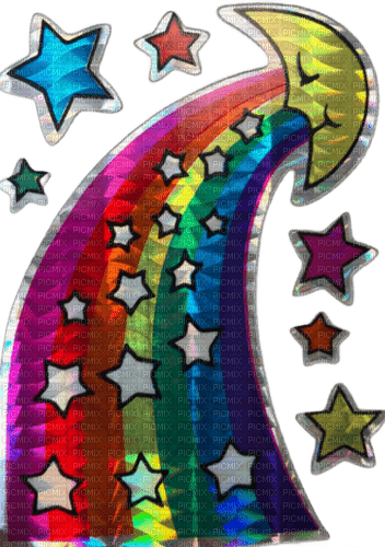 rainbow moon and stars sticker - ilmainen png