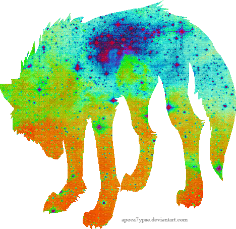 rainbow wolf thing - Darmowy animowany GIF