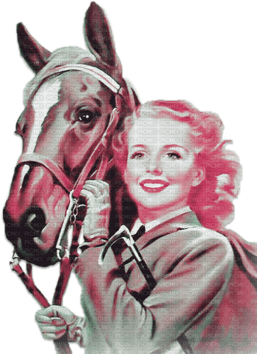 soave woman vintage autumn horse pink green - фрее пнг