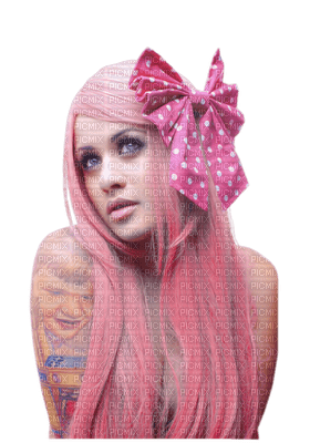 Kaz_Creations Woman Femme Pink Hair Emo - PNG gratuit