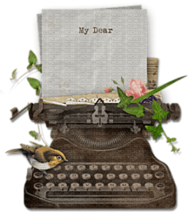 Vintage.Typewriter.Bird.Victoriabea - zdarma png