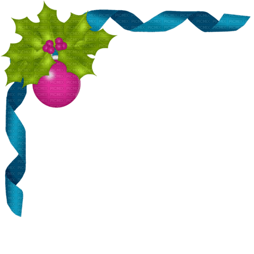 pink and blue christmas corner frame - png gratuito