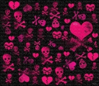 pink and black skulls - 無料png