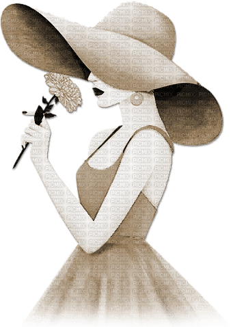 soave woman vintage art deco hat flowers spring - PNG gratuit