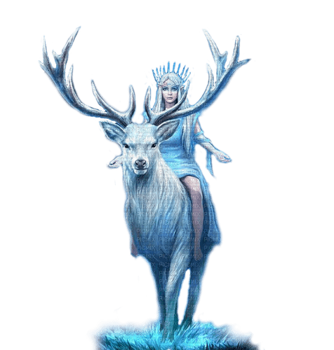 fantasy woman and deer by nataliplus - besplatni png