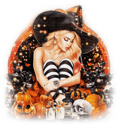 soave woman halloween witch fashion pumpkin - Free PNG