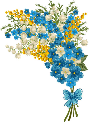 corner flower blue yellow - 無料png