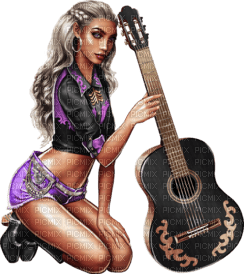 Femme guitare - безплатен png