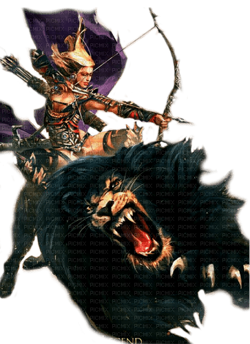 fantasy woman  with lion by  nataliplus - 免费PNG