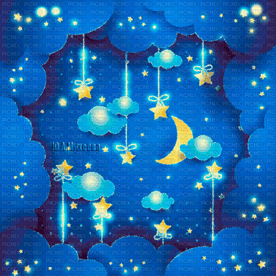 Y.A.M._Night, moon, stars background - Animovaný GIF zadarmo