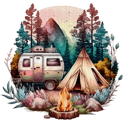 Camping - Watercolor - besplatni png