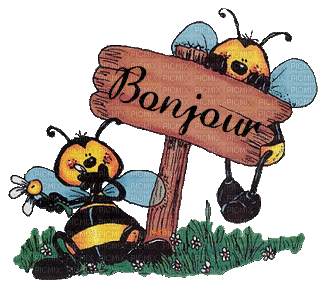 Kaz_Creations Cute Cartoon Love Bees Bee Wasp Text - GIF animé gratuit